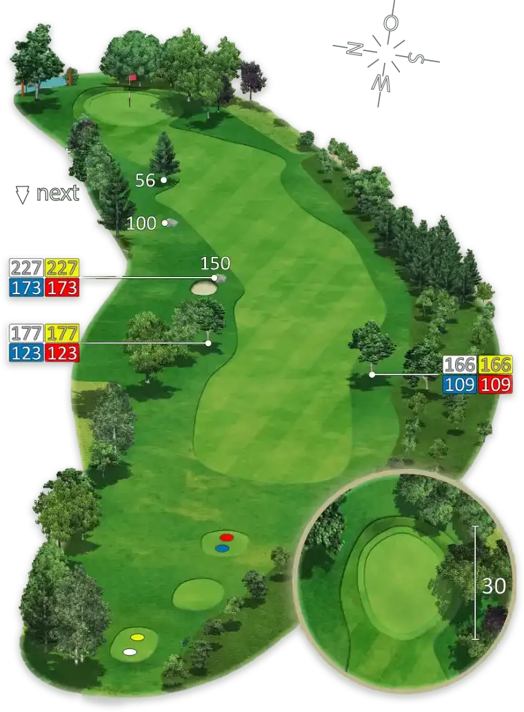 Illustration samt Meterangaben von Loch 12