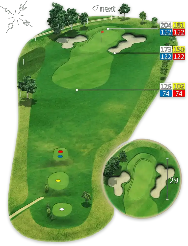 Illustration samt Meterangaben von Loch 3