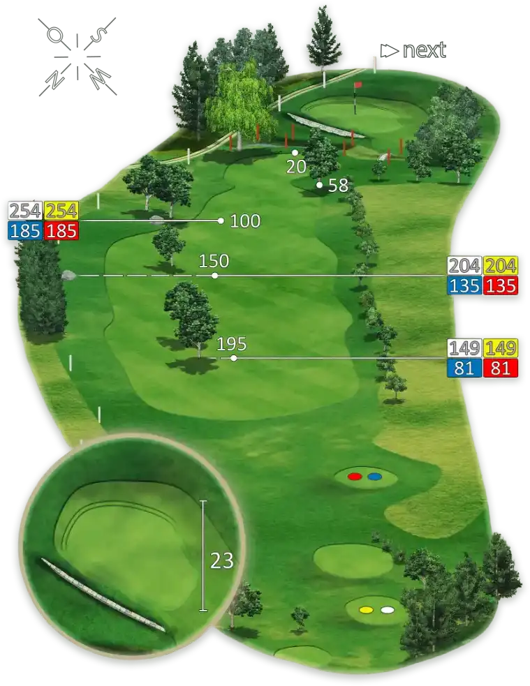 Illustration samt Meterangaben von Loch 4